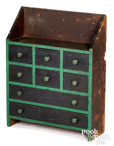 PAINTED PINE HANGING SEED CABINET  30ed37