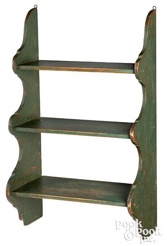 PAINTED PINE HANGING SHELF 19TH 30ed51