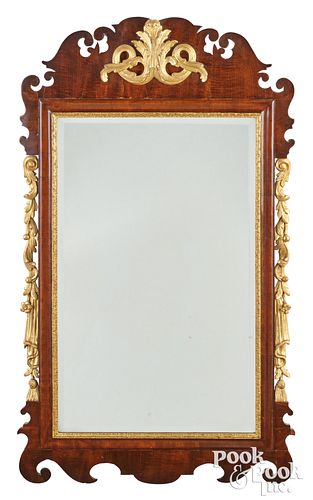 CHIPPENDALE MAHOGANY LOOKING GLASS  30ed53