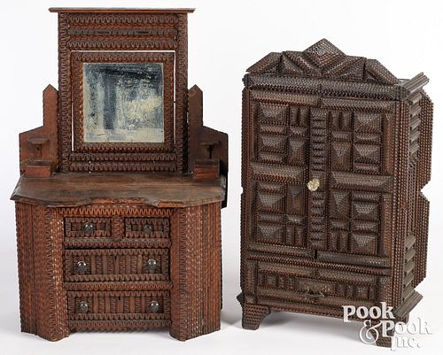 MINIATURE TRAMP ART CABINET AND 30ed81