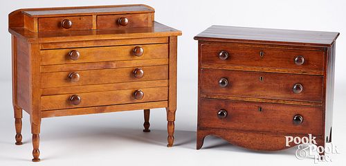 TWO MINIATURE MAHOGANY DRESSERS,