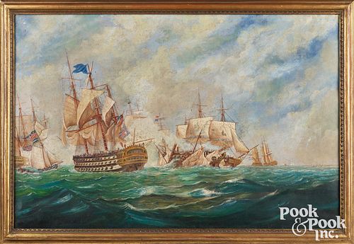 ENGLISH OIL ON CANVAS OF A NAVAL 30edca