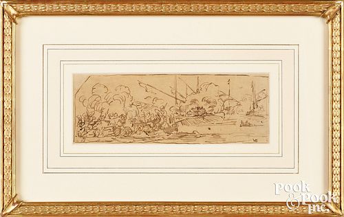 JAN VAN GOYEN INK STUDY OF A MILITARY 30edea