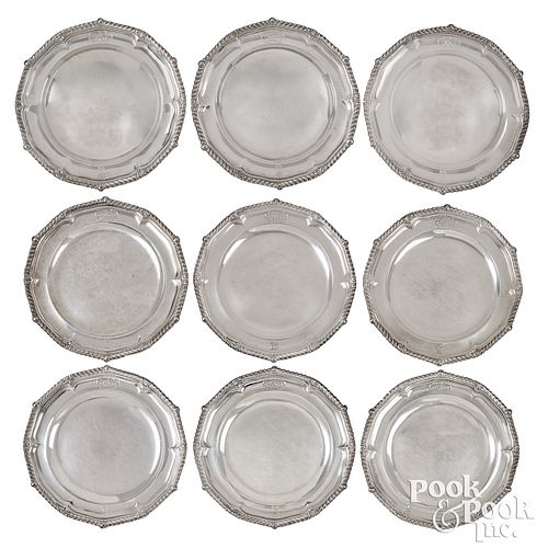 SIX ENGLISH SILVER PLATES AND THREE