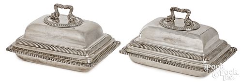 PAIR OF ENGLISH SILVER COVERED