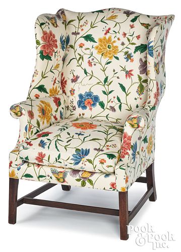 GEORGE III MAHOGANY WING CHAIR,