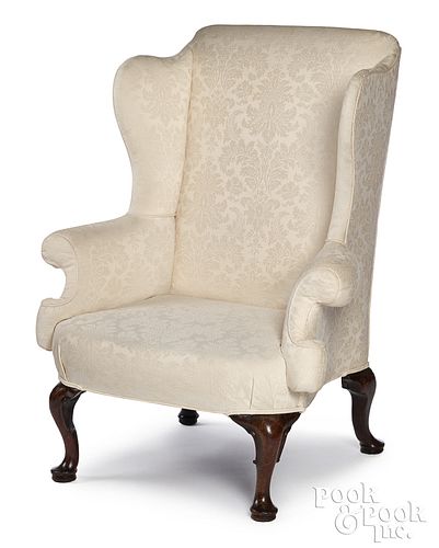 GEORGE II MAHOGANY WING CHAIR,