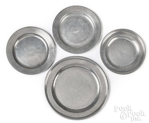 FOUR PHILADELPHIA PEWTER PLATES CHARGER  30ee27