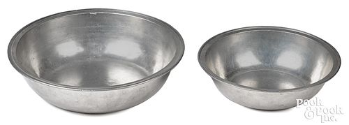 TWO PHILADELPHIA PEWTER BASINS,