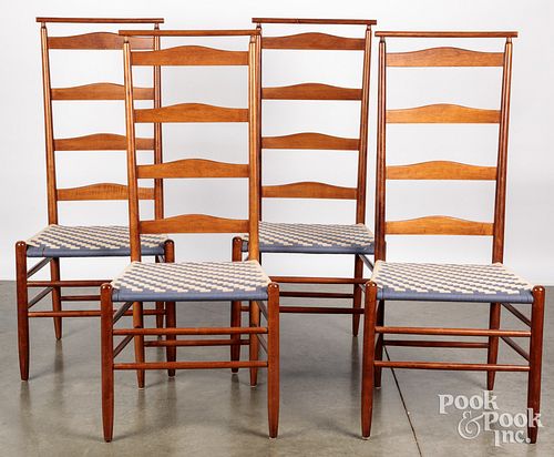 FOUR SHAKER STYLE LADDERBACK CHAIRSFour