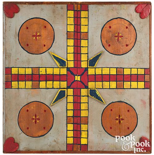 PAINTED PARCHEESI GAMEBOARD EARLY 30ee5f