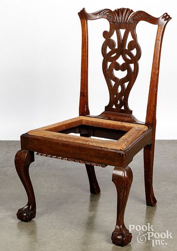 CHIPPENDALE MAHOGANY DINING CHAIR,