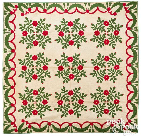 WHIG ROSE QUILT WITH SWAG BORDER,