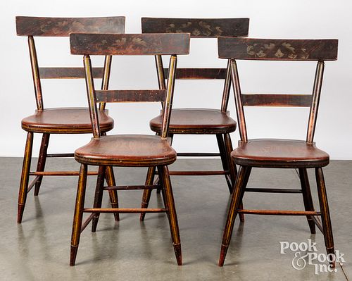 FOUR PAINTED PLANK SEAT CHAIRS  30eeb9