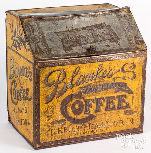 BLANKE'S TIN COFFEE BIN, CA. 1900,