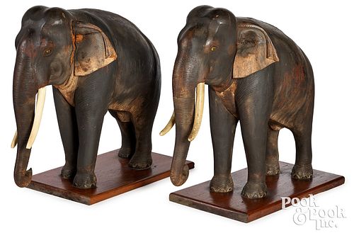 PAIR OF CARVED AND PAINTED TEAK 30ef14