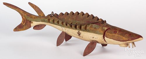 CARVED AND PAINTED STURGEON FISH