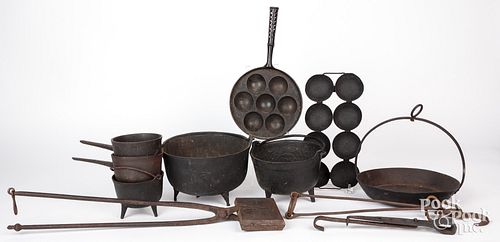 GROUP OF IRON COOKWARE, 18TH/19TH