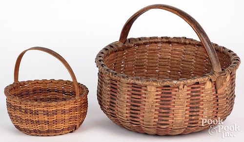 TWO SPLINT GATHERING BASKETS, 19TH