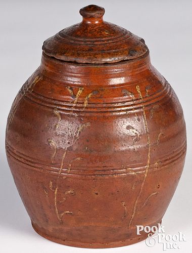 REDWARE CROCK AND COVER EARLY 30ef5d