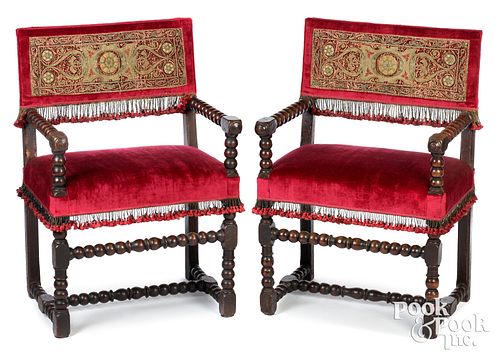 PAIR OF GEORGE I ARMCHAIRS, CA.