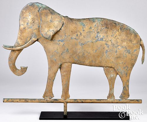 SWELL-BODIED COPPER ELEPHANT WEATHERVANE,