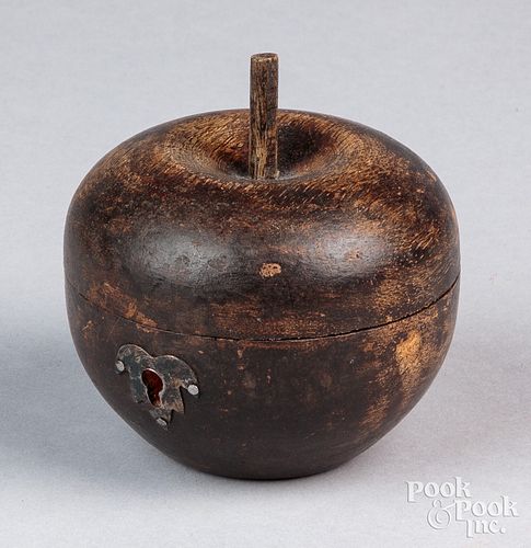 TURNED AND STAINED APPLE TEA CADDY  30ef80
