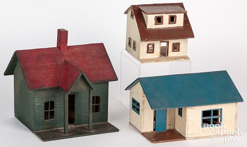 THREE PAINTED FOLK ART HOUSE MODELS  30ef91