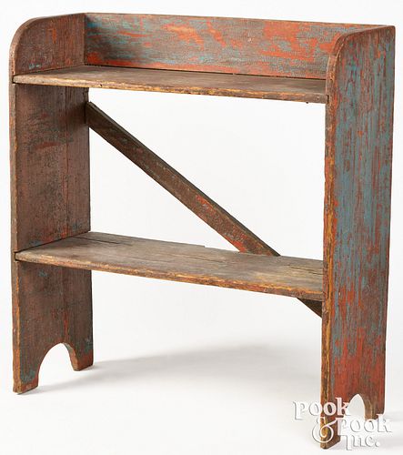 PAINTED BUCKET BENCH, 19TH C.Painted
