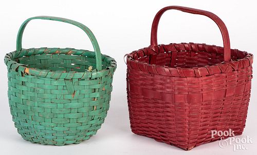 TWO PAINTED SPLINT BASKETS 19TH 30ef97