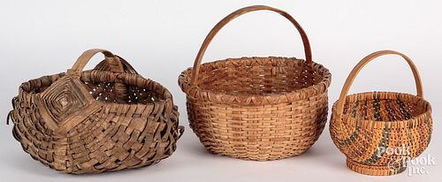 THREE SPLINT BASKETS, 19TH C.,