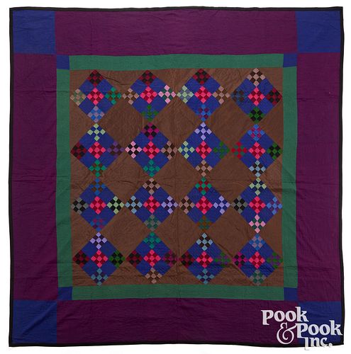 AMISH NINE PATCH QUILT, CA. 1940Amish