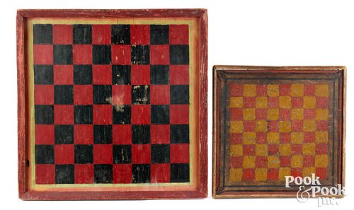 TWO PAINTED PINE GAMEBOARDS CA  30f000