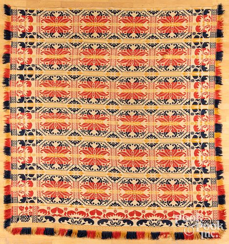 JACQUARD COVERLET, MID 19TH C.,