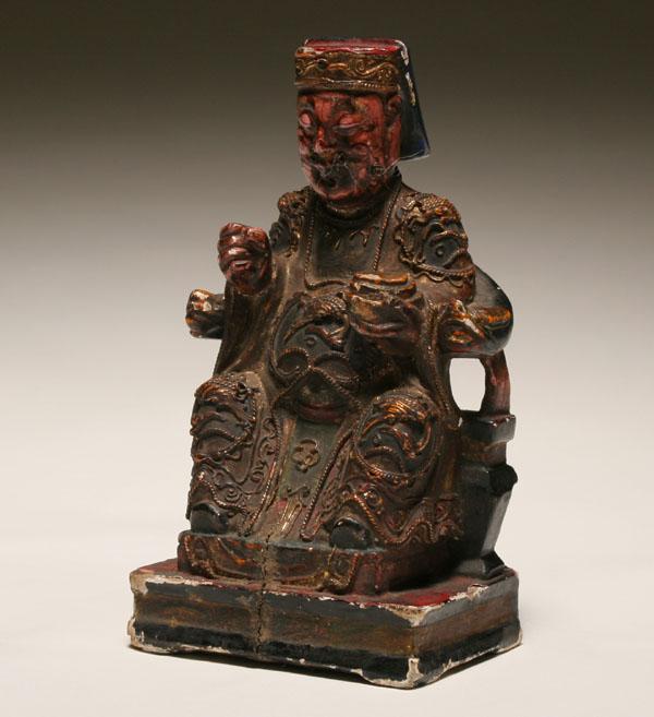 Chinese seated wooden temple figure  4e4cf