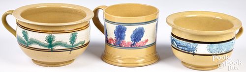 TWO YELLOWWARE CHAMBER POTS AND 30f044