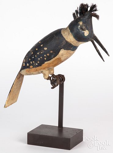 CARVED AND PAINTED KINGFISHER BIRD,