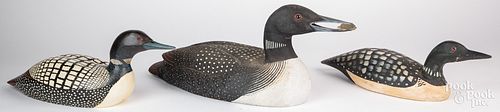 THREE CARVED AND PAINTED LOON DUCK