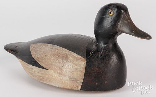 CARVED AND PAINTED BLUEBILL DUCK 30f0a8