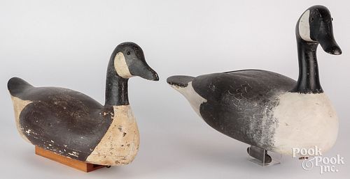 TWO CARVED AND PAINTED CANADA GOOSE