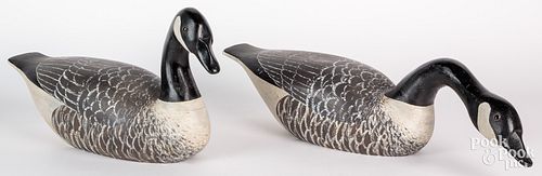 TWO CARVED AND PAINTED CANADA GOOSE