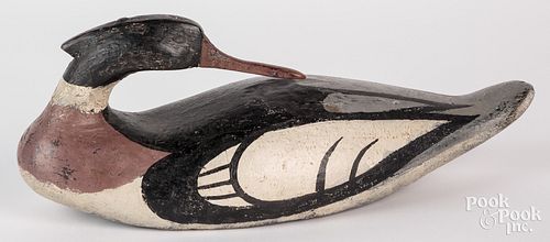 CARVED AND PAINTED PREENING MERGANSER