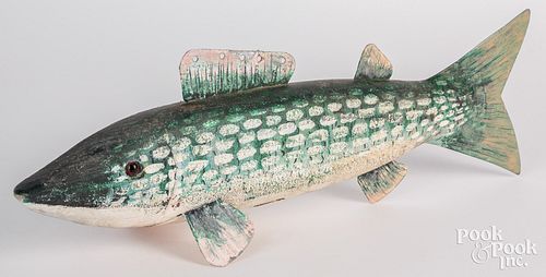 LARGE CARVED AND PAINTED FISH DECOY  30f0cd