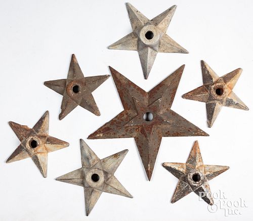 SEVEN CAST IRON ARCHITECTURAL STARS,