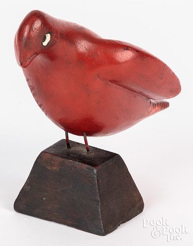 CARVED AND PAINTED BIRD, CA. 1900,