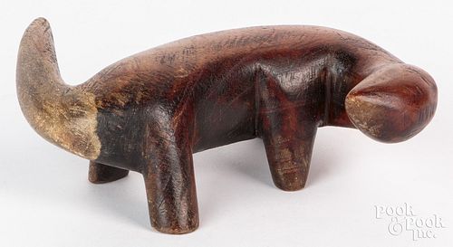 CARVED STYLIZED OTTER, EARLY 20TH C.,