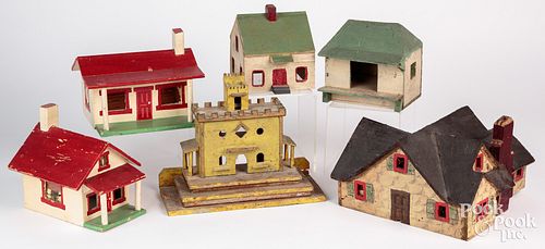 SIX PAINTED WOOD MODEL HOUSES  30f0f1