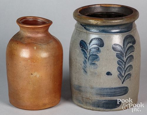 TWO PIECES OF STONEWARE, 19TH C.,