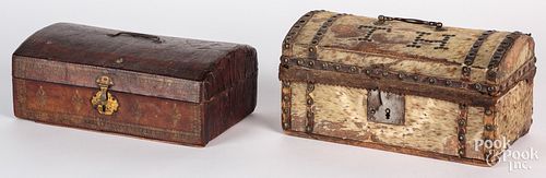 TWO DOME TOP DOCUMENT BOXES, LATE