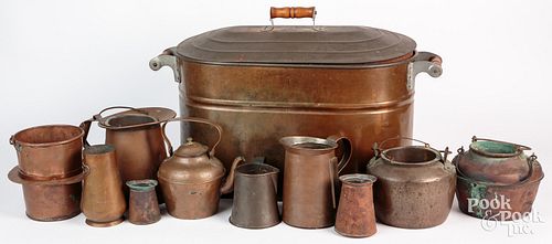 LARGE GROUP OF COPPER ITEMS, 19TH
